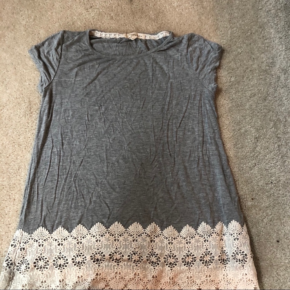Grey Shirt with Lace Accents